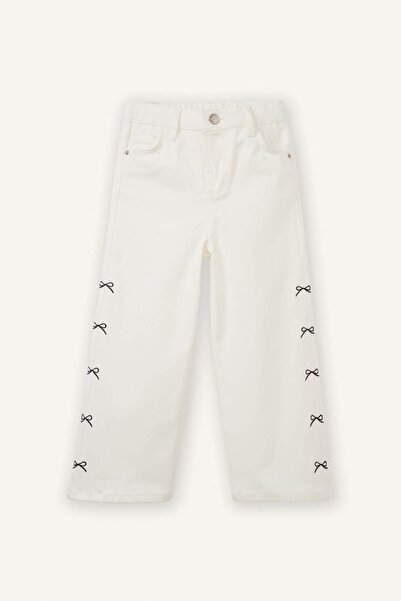 DeFacto Wide Leg Bow Embroidered Gabardine Pants Baby Girl G8150A526Sp