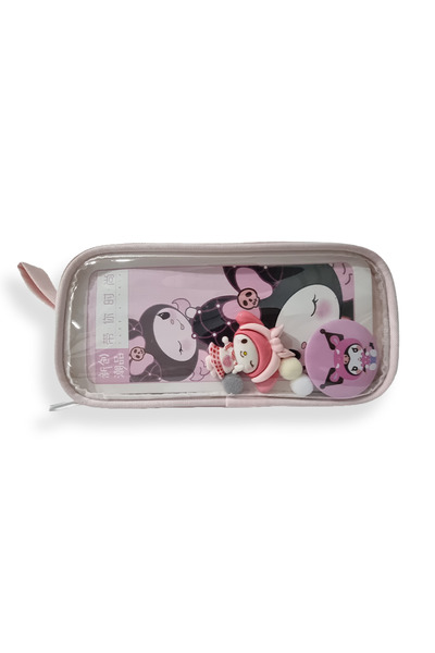 Gökyüzü ışığı Kuromi ve My Melody Şeffaf Bölmeli Kalemlik