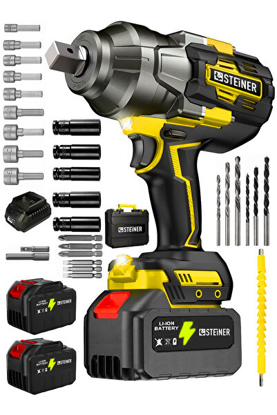STEİNER Profesyonel 1600 Nm Çift Akülü Kömürsüz Yüksek Torklu Somun Bijon Sök...