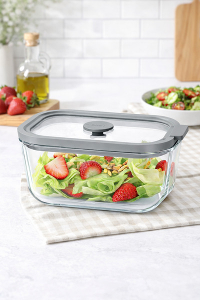 welcomein 800 ml Gri Kapaklı Cam Saklama Kabı – Sızdırmaz Silikon Contalı, Mi...