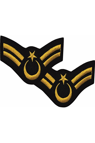 ÇUKUROVA ÜTÜ External Embroidery Ensign Sergeant Embroidered Pair of Arma Badges