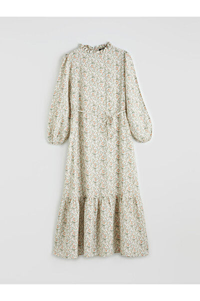 LC Waikiki Lcw Studio Mixed Ruffle Mock Neck Floral Dress