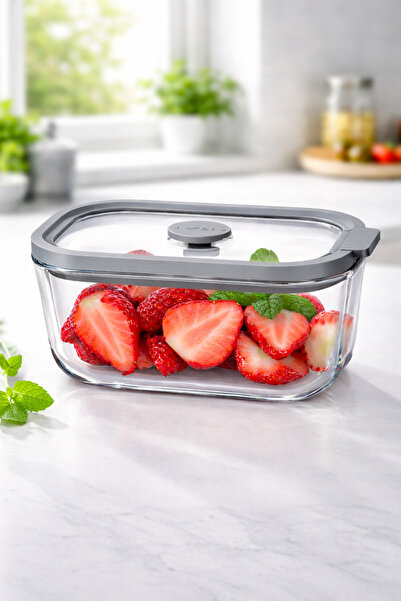 welcomein 470 ml Glass Storage Container with Gray Lid – Leak-Proof, Airtight...