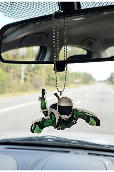 BsElektronik زينة مرآة السيارة بتصميم مزدوج الوجهين مظليين بالمظلات مع سلسلة ...