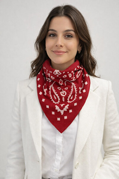 Sebir Moda Patterned Double-Sided Knitwear Triangle Scarf