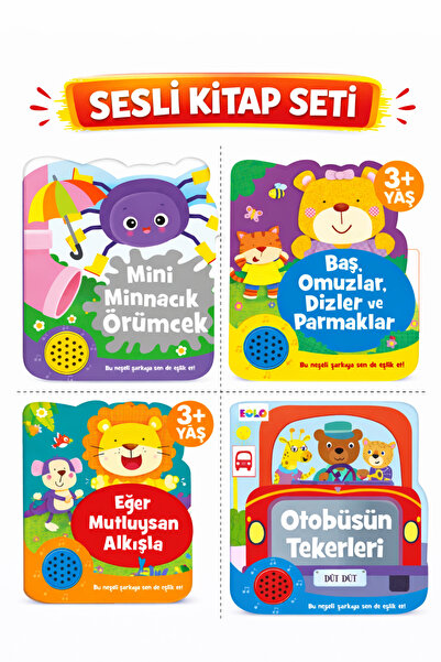 Eolo Sesli Kitap Seti 4’lü 3+ Yaş Eğitici Müzikli Çocuk Kitapları