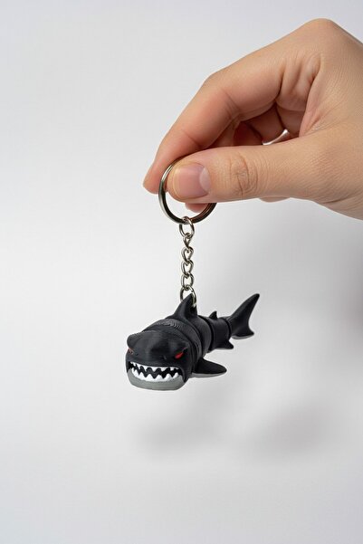 Pazarois Megalodon Shark Figurine Movable Keychain