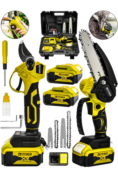 STEİNER 18v Çift Akülü Çelik Şanzıman 35mm Dal Budama Makası & 15cm Budama Te...
