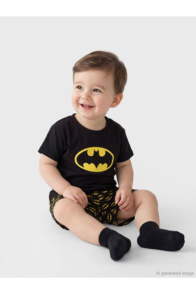 LC Waikiki Lcw Babyblack Printed Baby Boy T-Shirt and Shorts