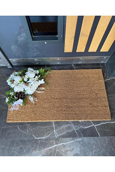 TASARIMHMODA Kapı Önü Çiçekli Paspas Beyaz