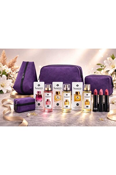 RUMİLY 3 parfumuri, 3 rujuri, 3 produse de machiaj geantă cutie cadou cu desi...