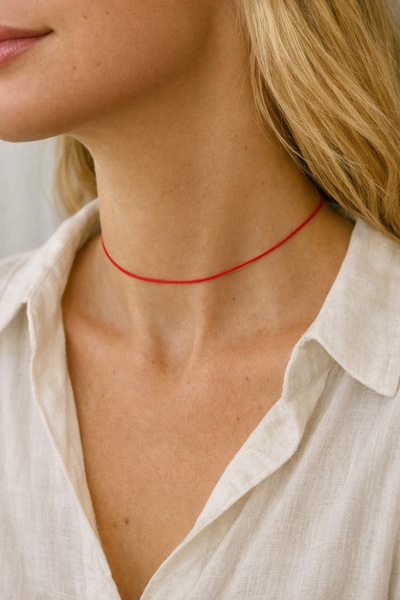 Crystal Atelier Adjustable Red String Necklace Choker and Bracelet Set