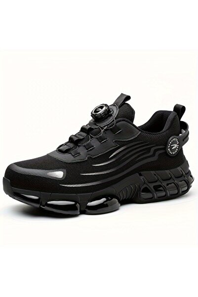 Axpeih Black Button Style Steel Toe Safety Shoes, Lightweight Protective Work...