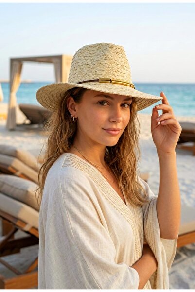 LAGRANZE Pălărie de vară texturat cu detalii metalice