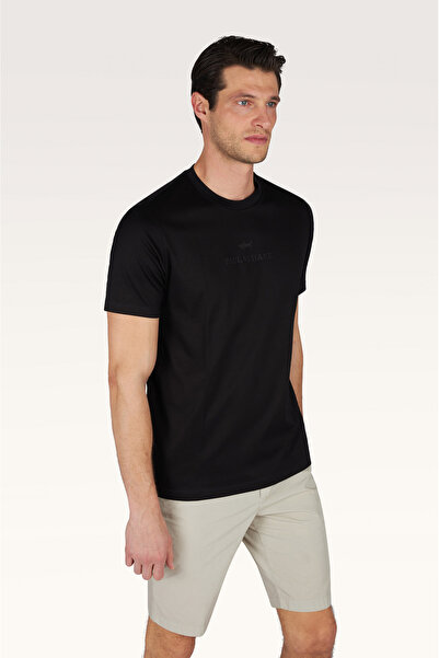 PAUL&SHARK Men's Short Sleeve Crew Neck Relaxed Fit Black T-Shirt 26411026-011