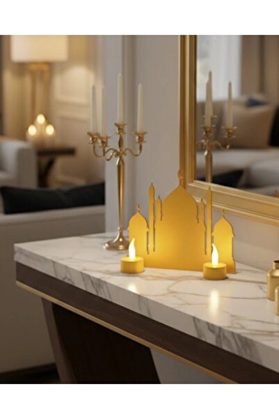 Twin Store Mey Import ®   3D Ramadan Mosque Decoration 2 Candle Lighted Table...