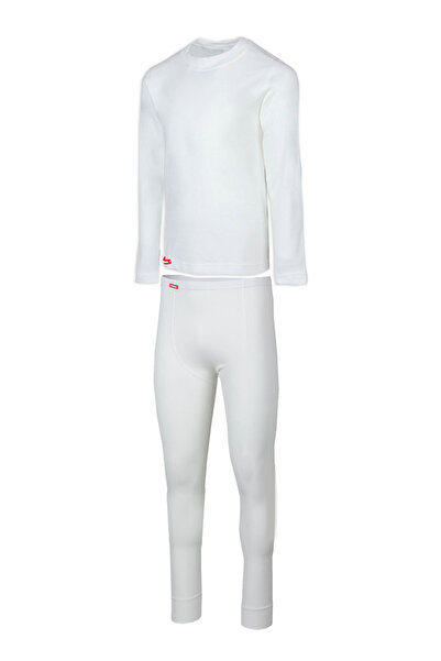 BSM Boys' thermal pajama set, white color (thermal velvet)