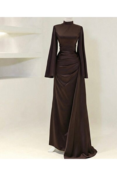 modasusev Aura Özel Tasarım Drapeli Kuyruklu Tesettür Abiye