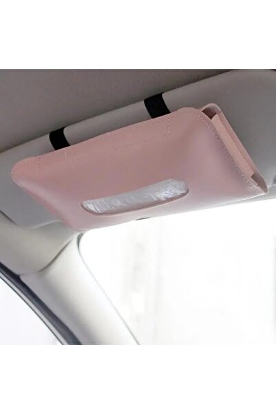 Generic PU Leather Car Tissue Box – Sun Visor or Dashboard Mounted (Pink)