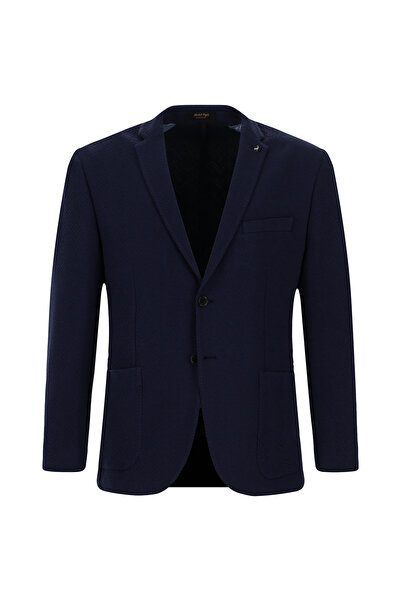 Abdullah Kiğılı سترة 7 Drop Slim Fit ضيقة من القطن المحبوك بنقشة مزدوجة الصدر