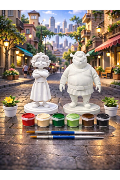 Yapio 10 cm Sevgililere Özel Yeşil Dev Boyanabilir 3D Figür Seti