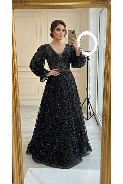 Mesk dresses black floral evening dress