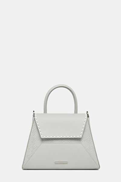 Vakko GRİ MONOGRAM DERİ ÇANTA