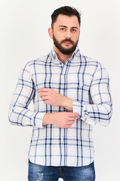 Chaps Men Regular Fit Plaid Long Sleeve Casual Shirt, Multicolor