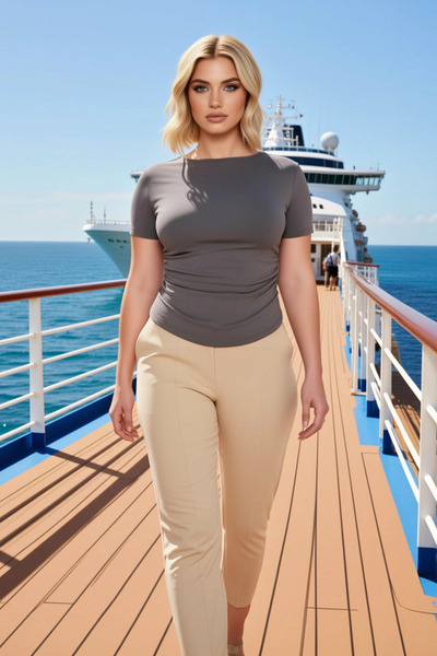 BENERLY Women's Plus Size Blouse Crew Neck Short Sleeve Knitted Rib Knit Side...