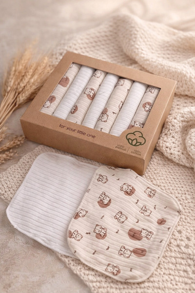 Bilge Trend Bear Baby Mouth Wipes 100% Pa Cotton Aporlu Combed Cotton