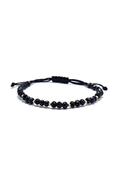 Zephyrs Bijoux Bracelet with 8 14k Gold balls and faceted black onyx, adjustable