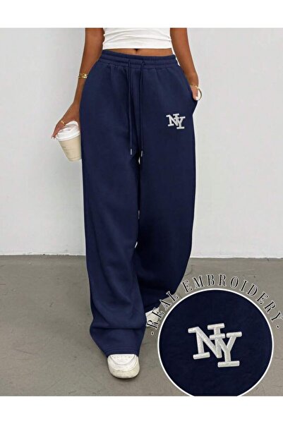 Le Vion Oversized Wide Leg Relaxed Fit Women's Sweatpants with Print Detail