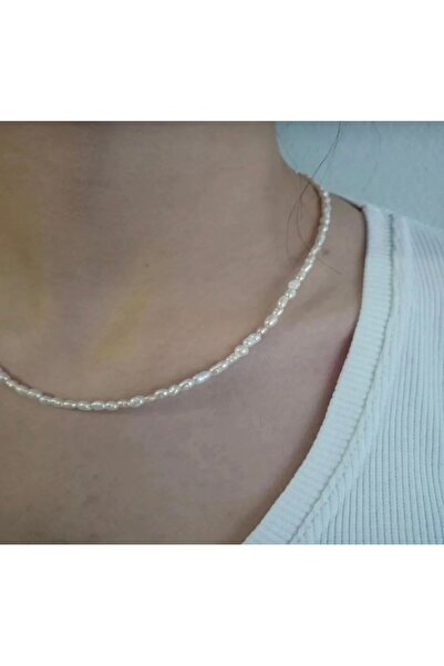 Taşmir Sertifikalı 3-4 mm gerçek doğal tatlı su arpa incisi kolye