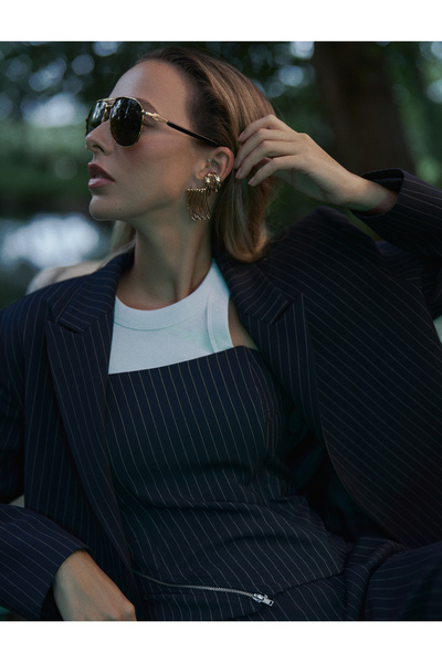 Koton X Sima Tarkan - Asimetrik Fermuar Detaylı Straplez Üst