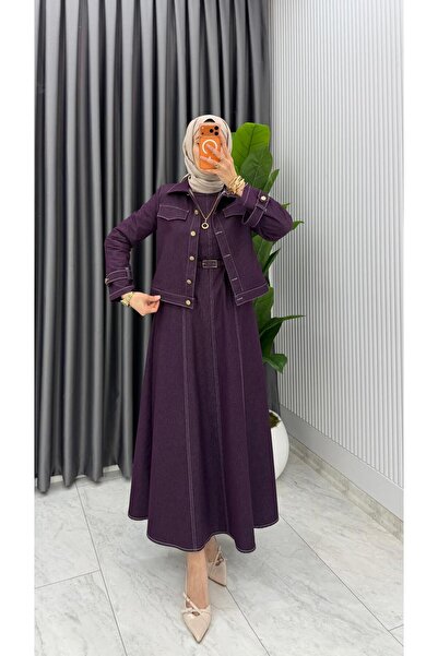 MB MODABERARDİ Premium Kemerli Kot Jile Ceket Takımı