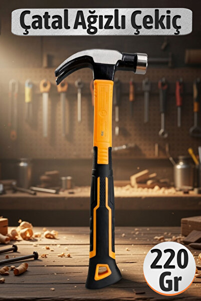 Badem10 Fiberglas Saplı Çatal Çekiç 220 Gr Dayanıklı Ergonomik Tasarım İnşaat...