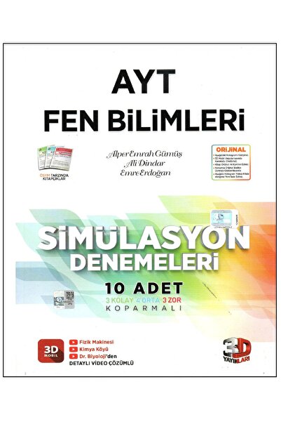 3D Yayınları AYT Fen Bilimleri Simülasyon Denemeleri
