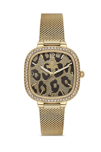 Welar Wel2512-5 Leopard Steel Mesh Cord Square Stone Elegant Women Wrist Watc...