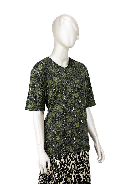 Oppland Women's Turlu Viscose Combed Cotton Fabric Mother Blouse Patterned Sh...