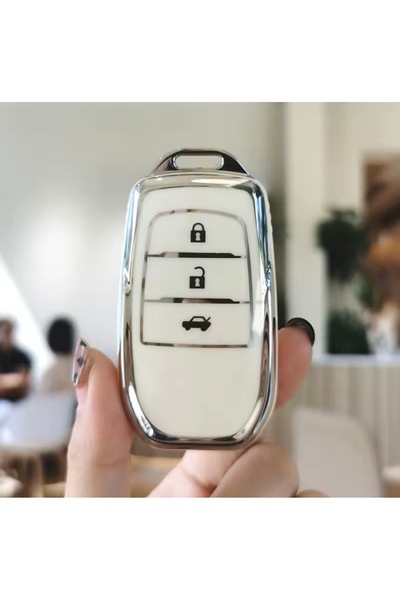 YıldızTuning Husă pentru chei Toyota Prius Accesoriu alb-argintiu