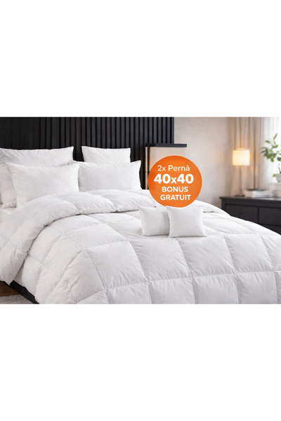 OEM White Quilted Duvet 180x200, Siliconized Down Filling, 2 Pillows 50x70 + ...
