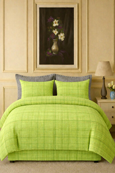 İQON Flat Sheet Pcs Duvet Cover Set Single Furry Green-Grey