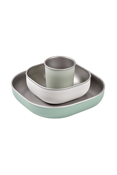 Beaba Комплект прибори за хранене от 4 части от неръждаема стомана, зелено-зе...