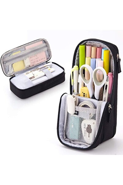 Arabest Standing Pencil Case 2 Compartments Pencil Pouch Magnetic Mobile Phon...