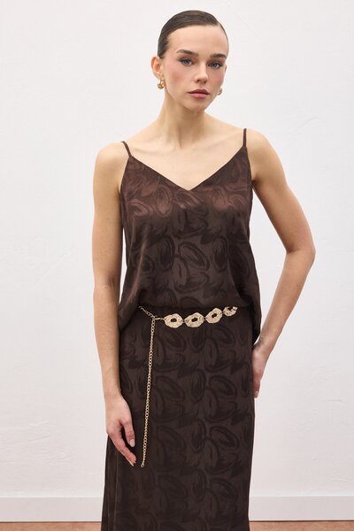 Sateen Lior Strappy Blouse - Brown