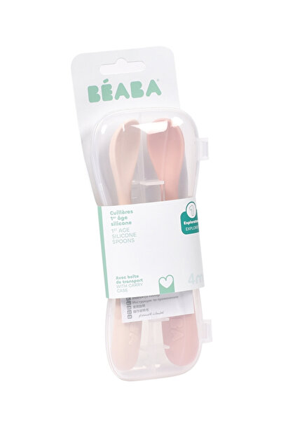 Beaba Lingurițe din silicon, pachet de 2, +4 luni, bumbac