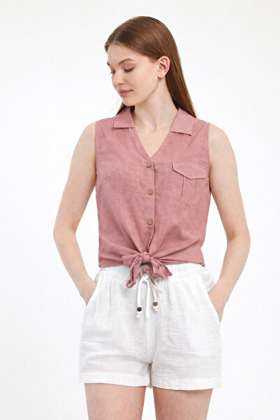 Heaven Ephesus Shirt-Front Tie-Detail Sleeveless Shirt-1510