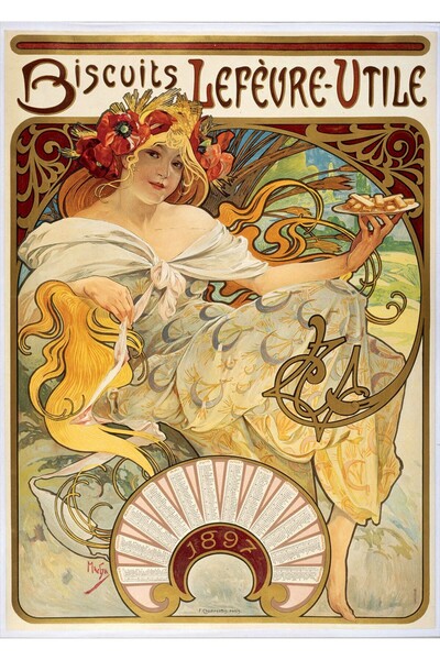 Bluebird 1000 piece puzzle - Alfons Mucha: Biscuits Lefevre-Utile, 1897 (Art-...