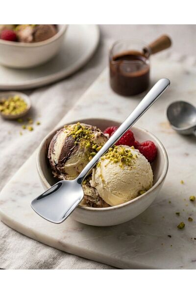 İMMO HOME Ice Cream Spoon Extra Thick Stainless Steel 6 Pcs