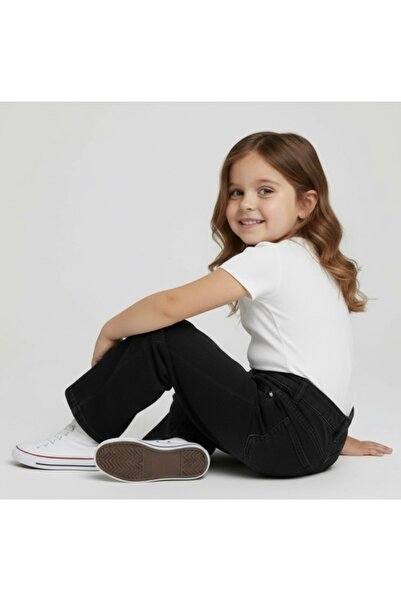 Leni Kids Girl's Comfortable Fit Black Denim Pants